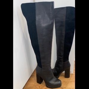 LIKE NEW Over the knee black leather boots
